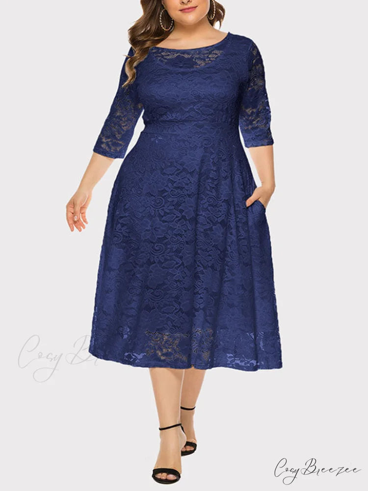 Lace Detail Graceful Bandeau Top Navy Blue / XL