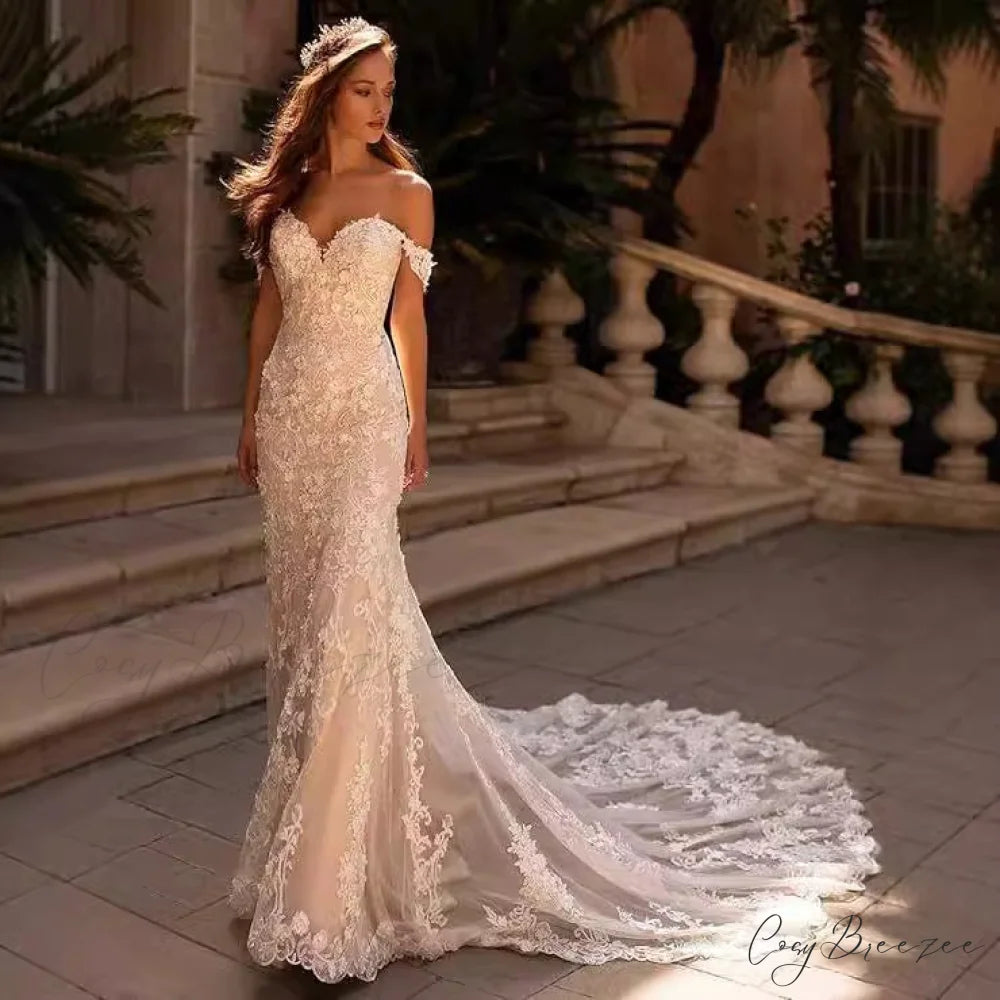 Lace Mermaid Outdoor Wedding Dress weddingdress-250223