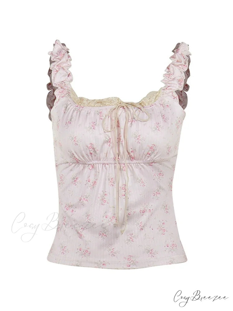 Lace Paneled Graceful Denim Corset Top