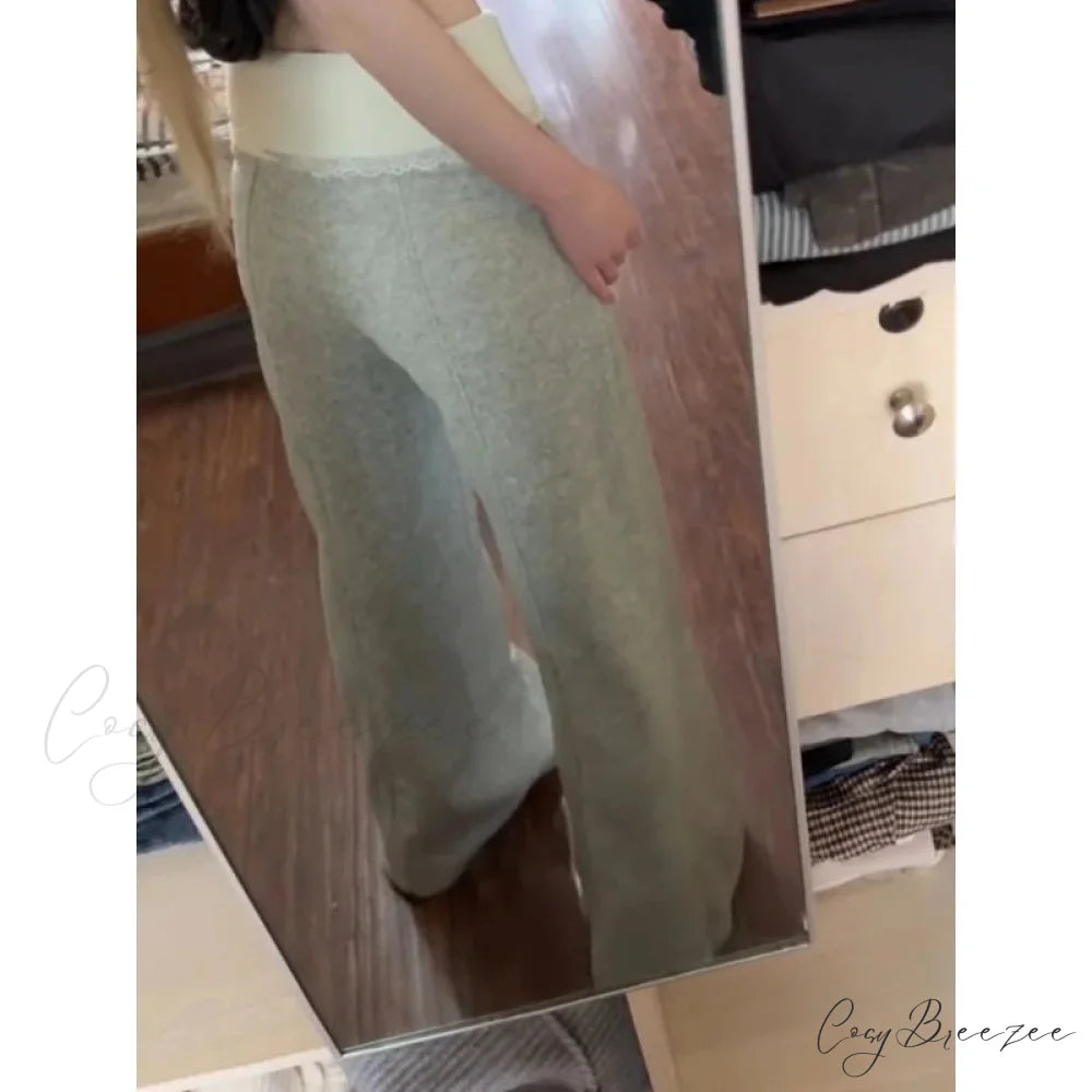 Lace Patchwork Basic Flare Women Pants pants-241228