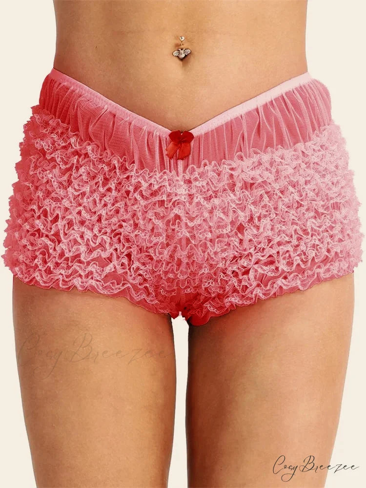 Lace Ruched Bodycon Shorts short-250223