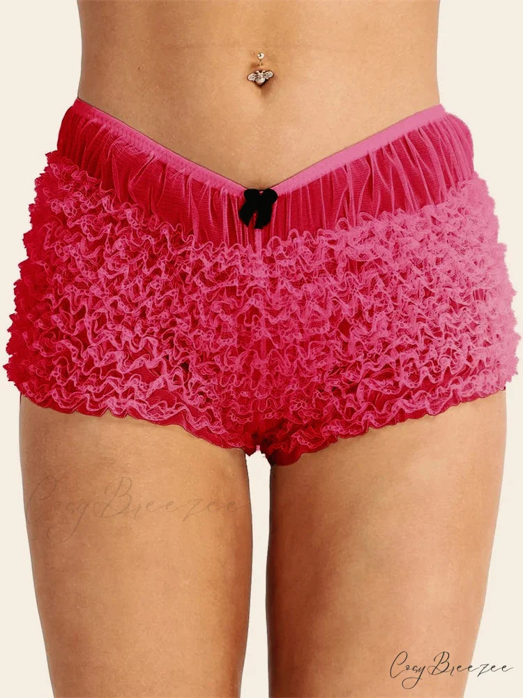 Lace Ruched Bodycon Shorts short-250223