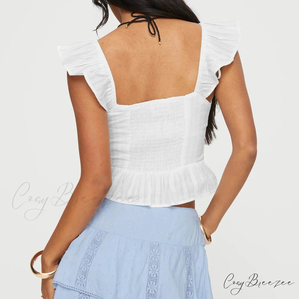 Lace Ruffles Tie-Up Crop Top croptop-250223