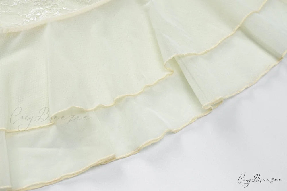 Lace Sheer Corset Charming And Mini Skirt Set