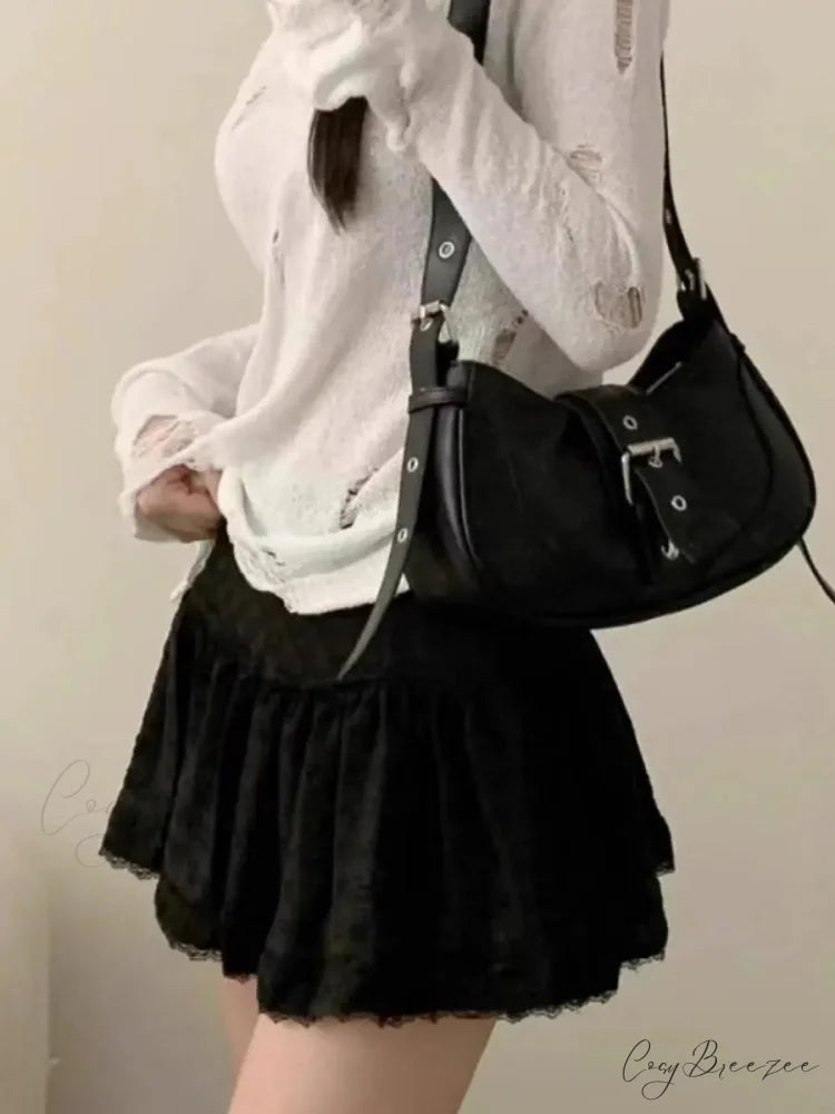 Lace Sweet Layered Waist Skirt skirts-250223