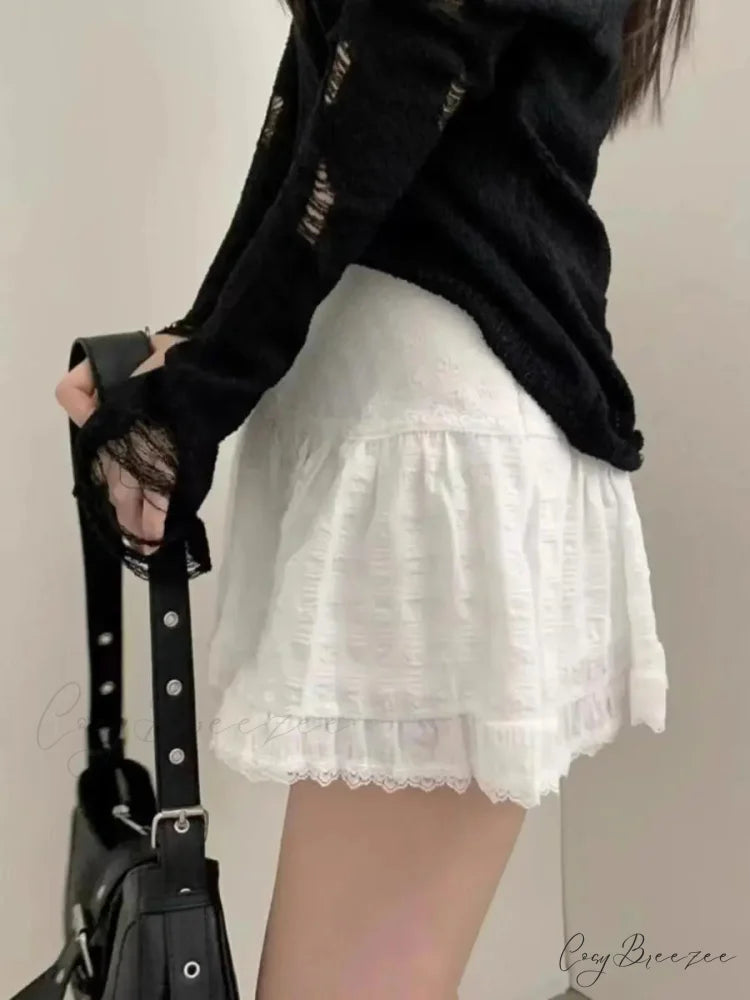 Lace Sweet Layered Waist Skirt skirts-250223