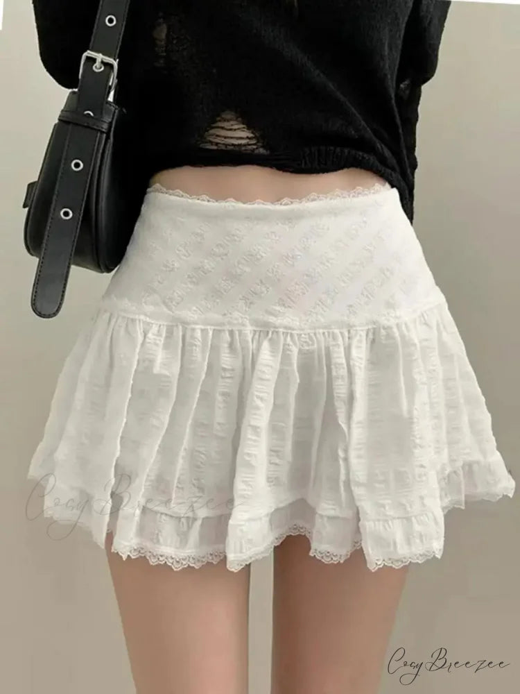 Lace Sweet Layered Waist Skirt skirts-250223