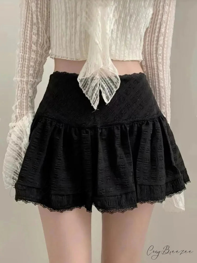 Lace Sweet Layered Waist Skirt skirts-250223
