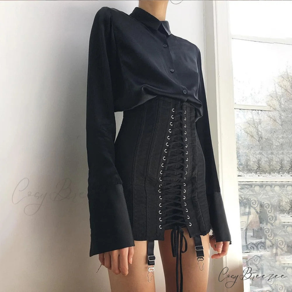 Lace Tie Stylish Up Bodycon Skirt