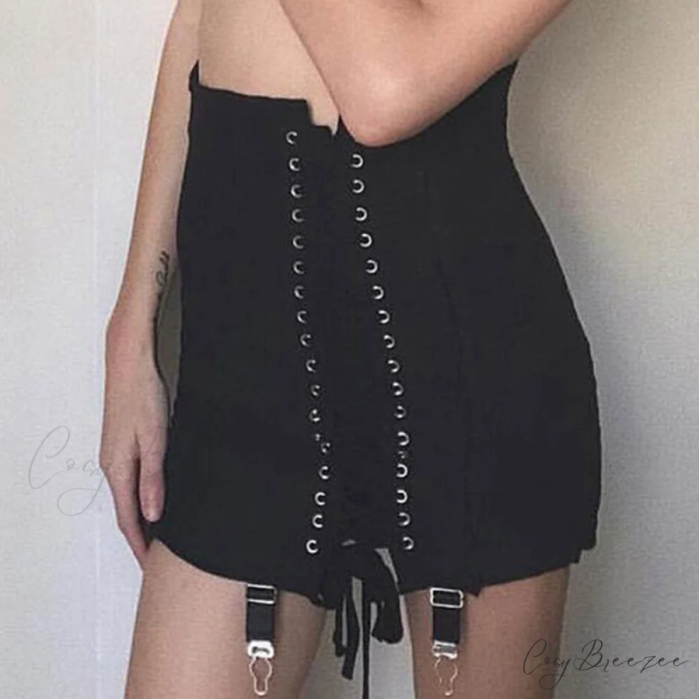 Lace Tie Stylish Up Bodycon Skirt