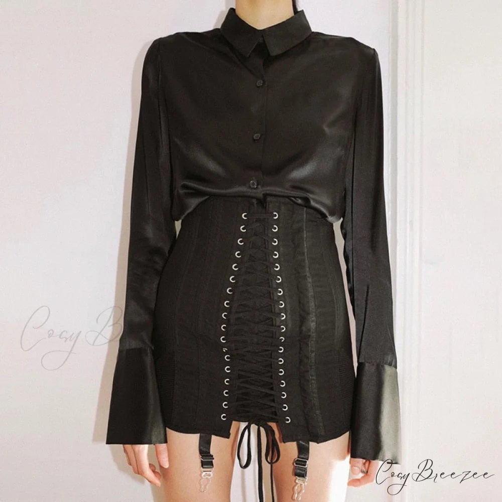 Lace Tie Stylish Up Bodycon Skirt