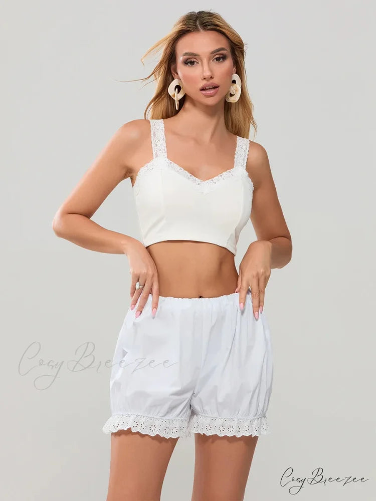 Lace Trim Harem Bloomer Shorts short-250223