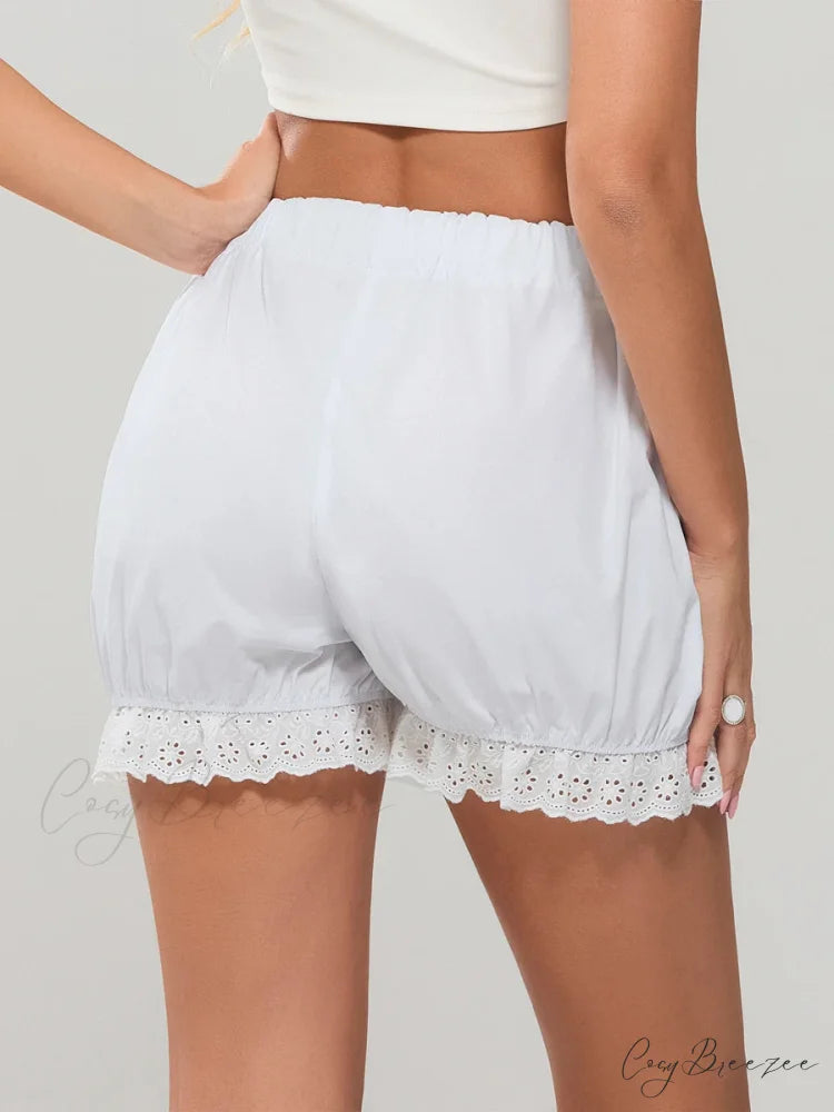 Lace Trim Harem Bloomer Shorts short-250223