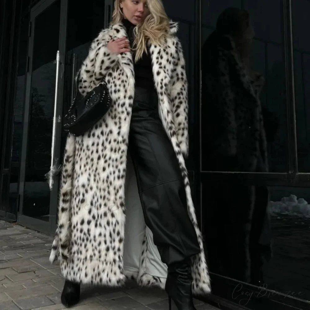 Lace-Up Gray Woolen High Collar Coat Leopard print / S overcoats-241228