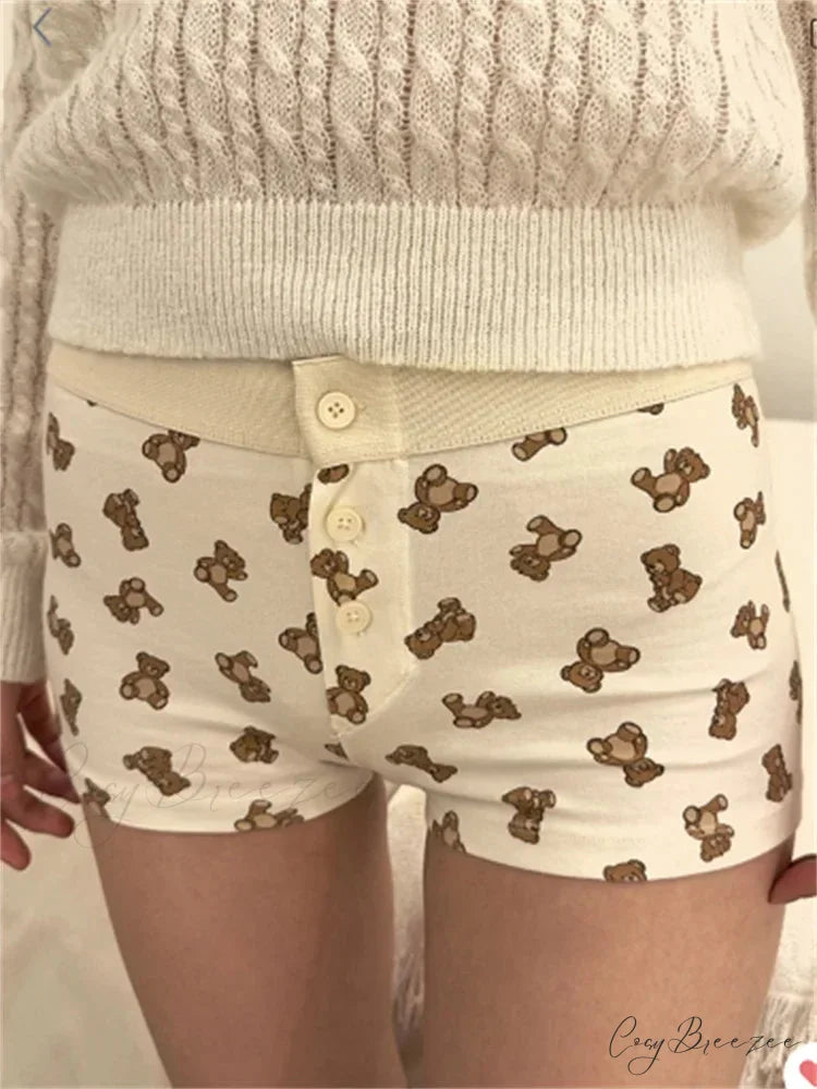 Lacy Bow Spliced Bloomers Short white2 / S short-250223