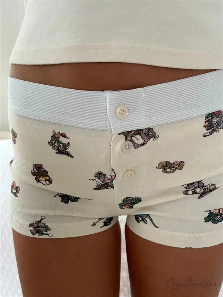 Lacy Bow Spliced Bloomers Short white3 / S short-250223