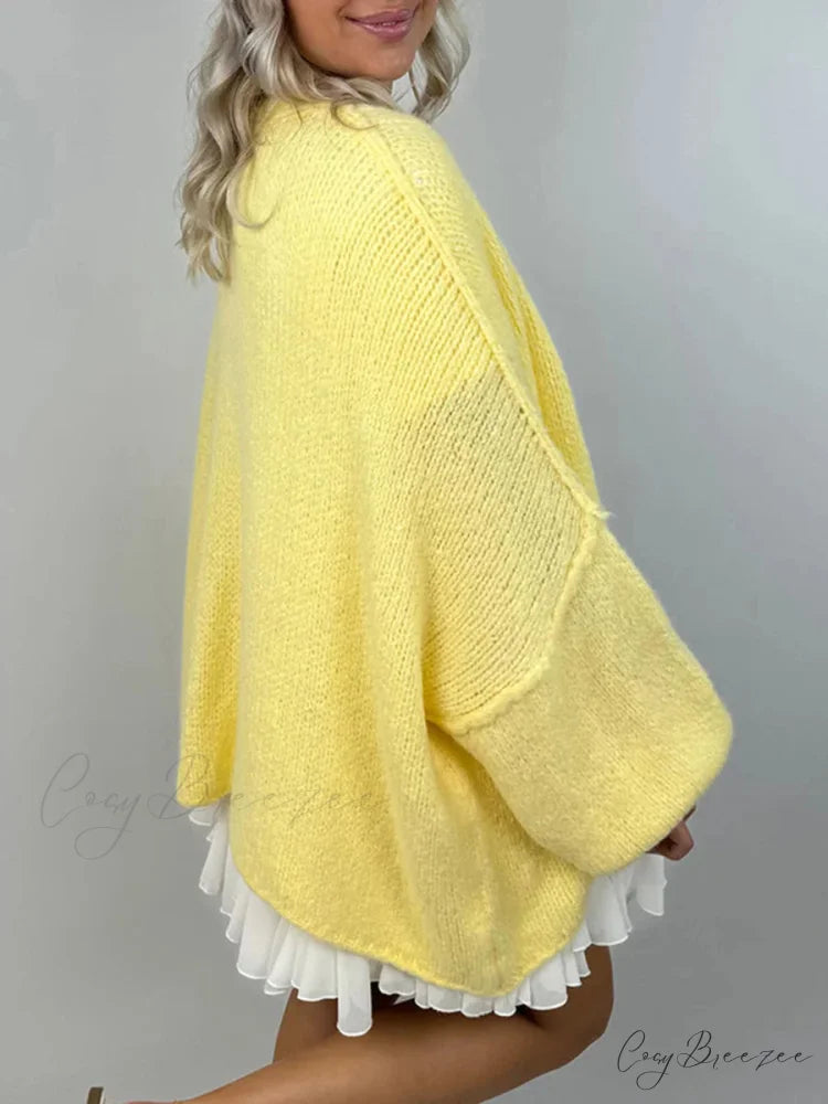 Lantern Sleeve Stand Collar Cardigan cardigans-241228