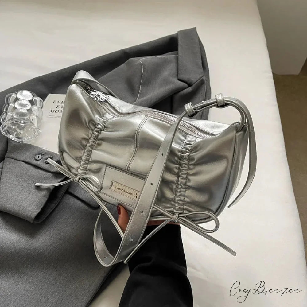 Large Capacity Messenger Bag Silver shoulder-250126