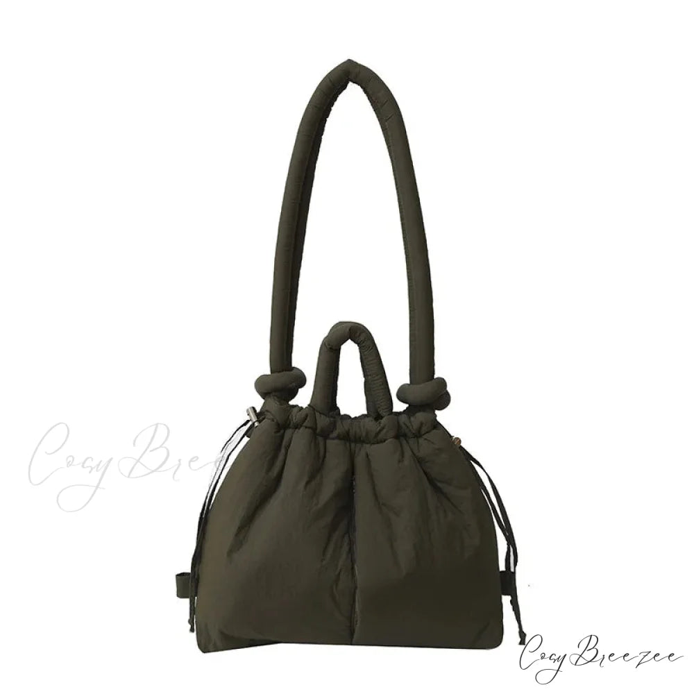Large Capacity Nylon Puffer Tote Designer Handbag Green handbag-250126