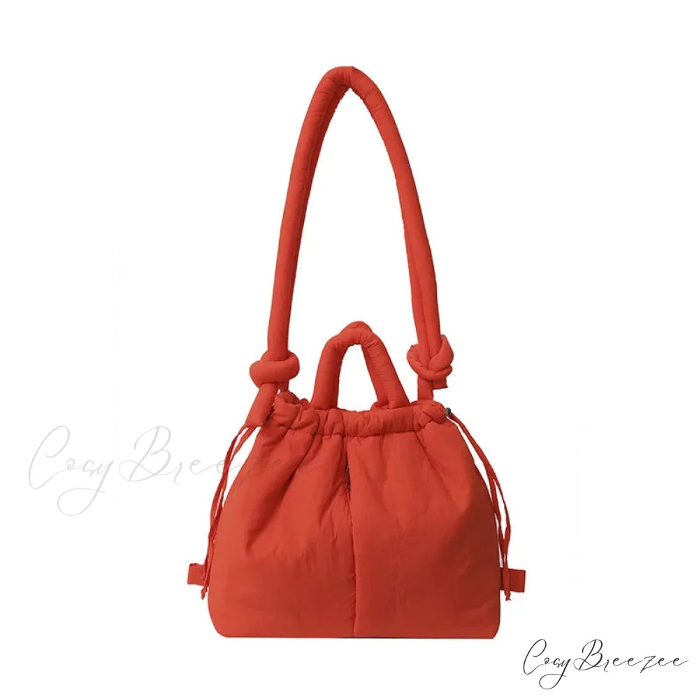 Large Capacity Nylon Puffer Tote Designer Handbag Orange handbag-250126