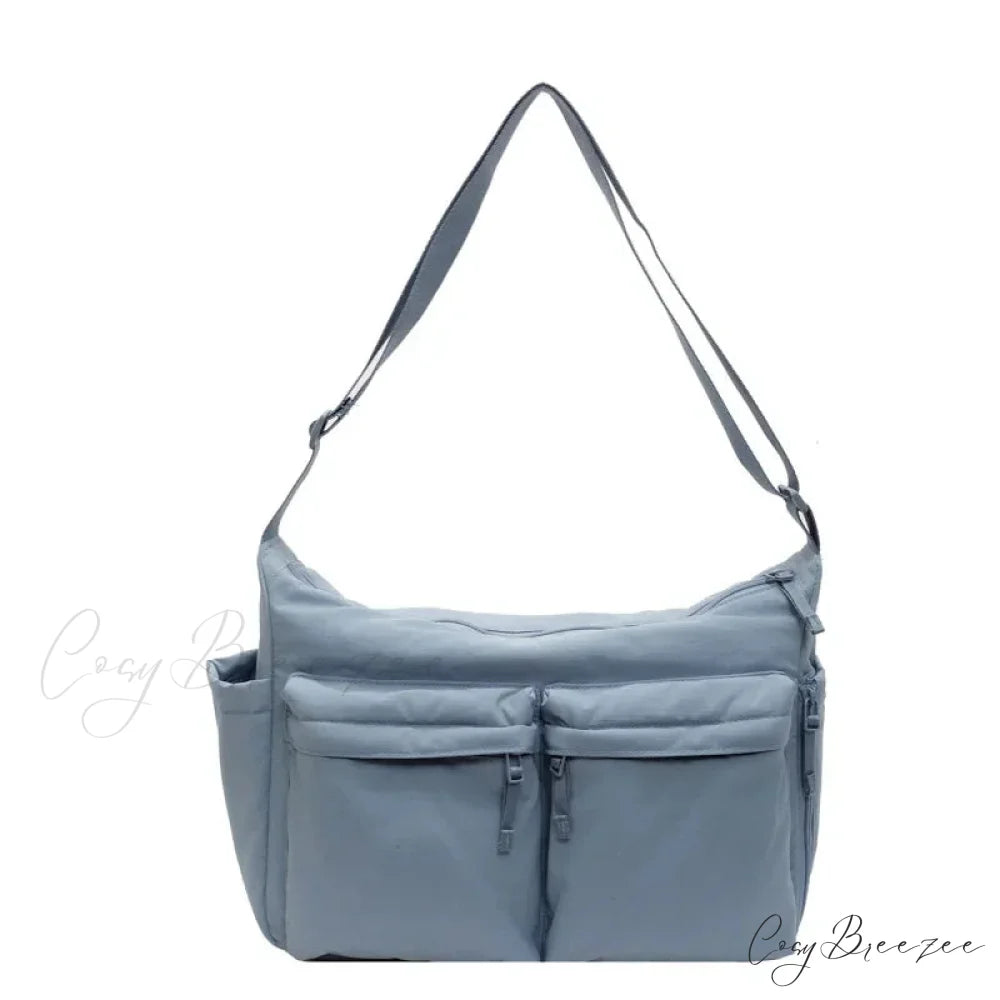 Large Capacity Waterproof Nylon Work Crossbody Blue crossbody-250126