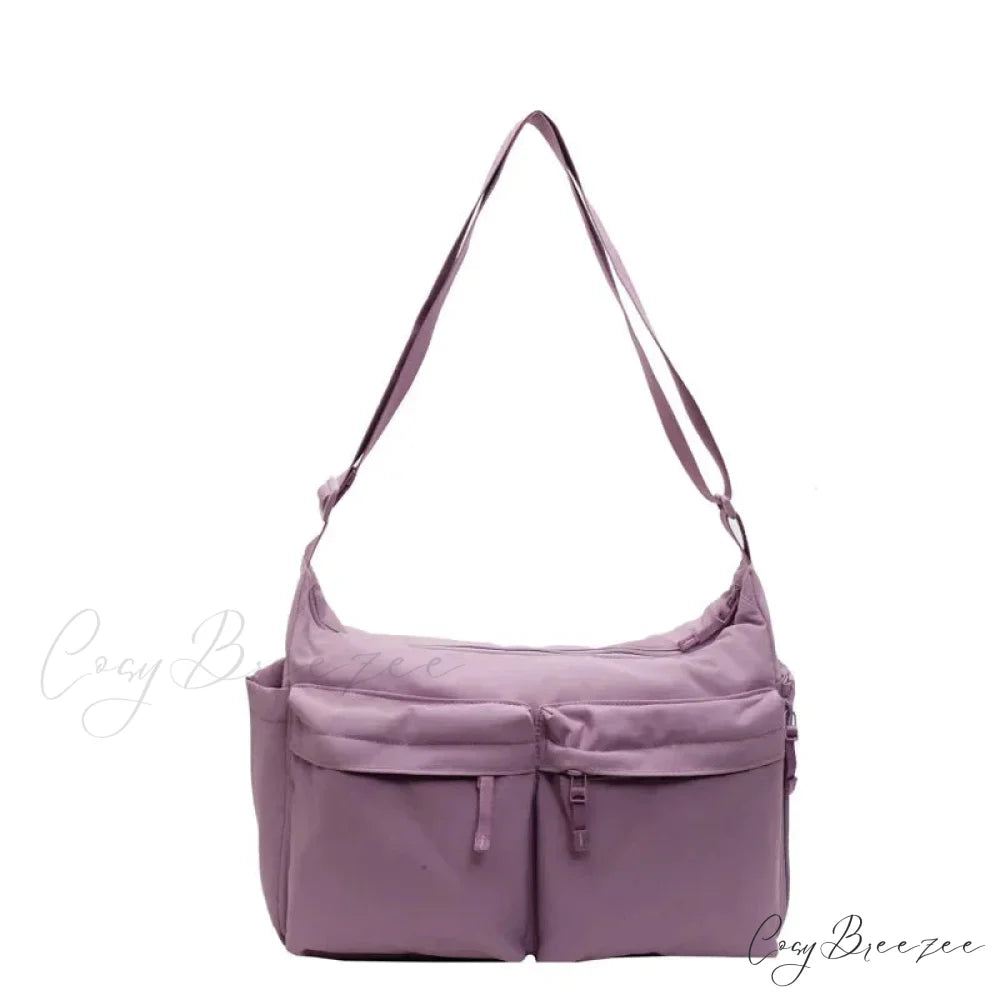 Large Capacity Waterproof Nylon Work Crossbody Purple crossbody-250126