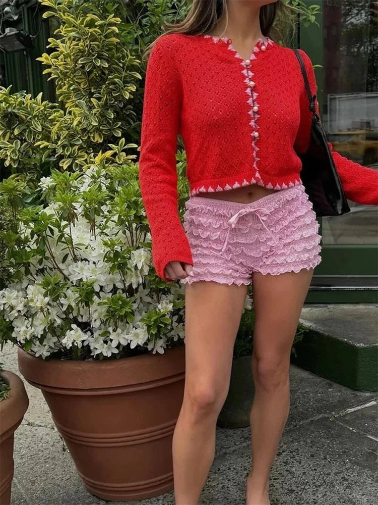 Layered Lace Bow Bloomer Shorts short-250223