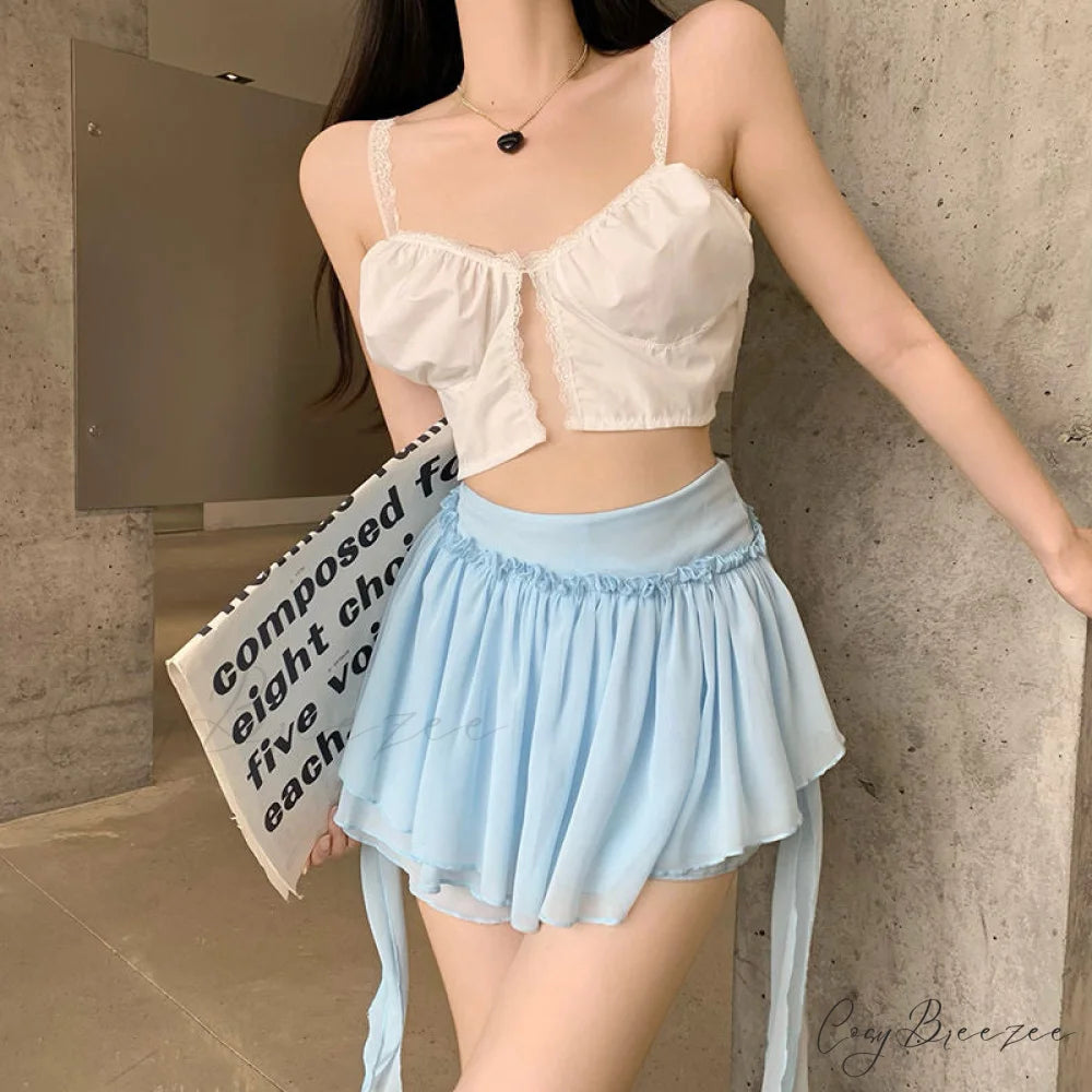 Layered Mesh Stylish Ruffle Mini Skirt