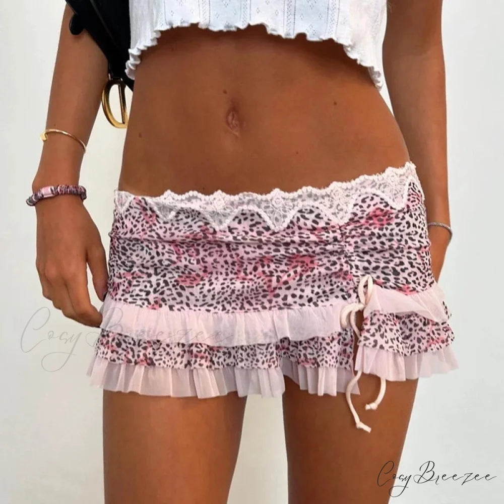 Layered Ruffles A-Line Skirt PINK / S skirts-250223