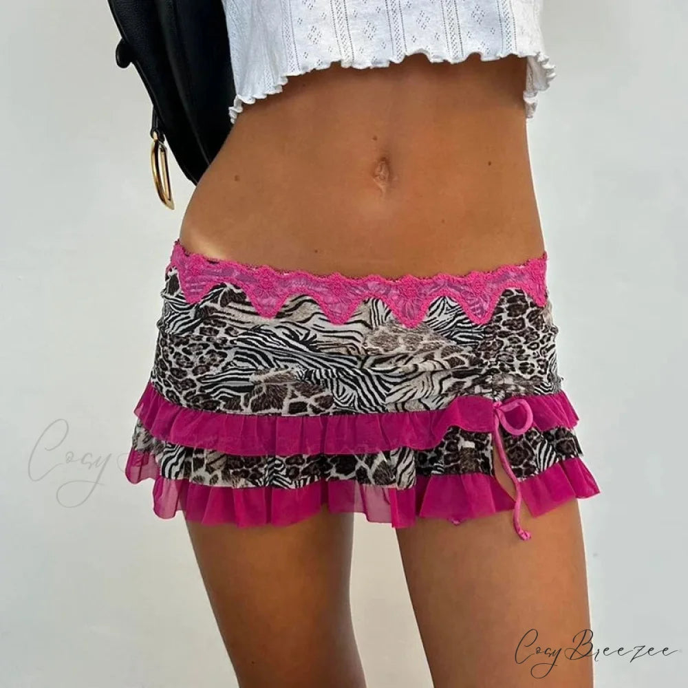 Layered Ruffles A-Line Skirt RED / S skirts-250223
