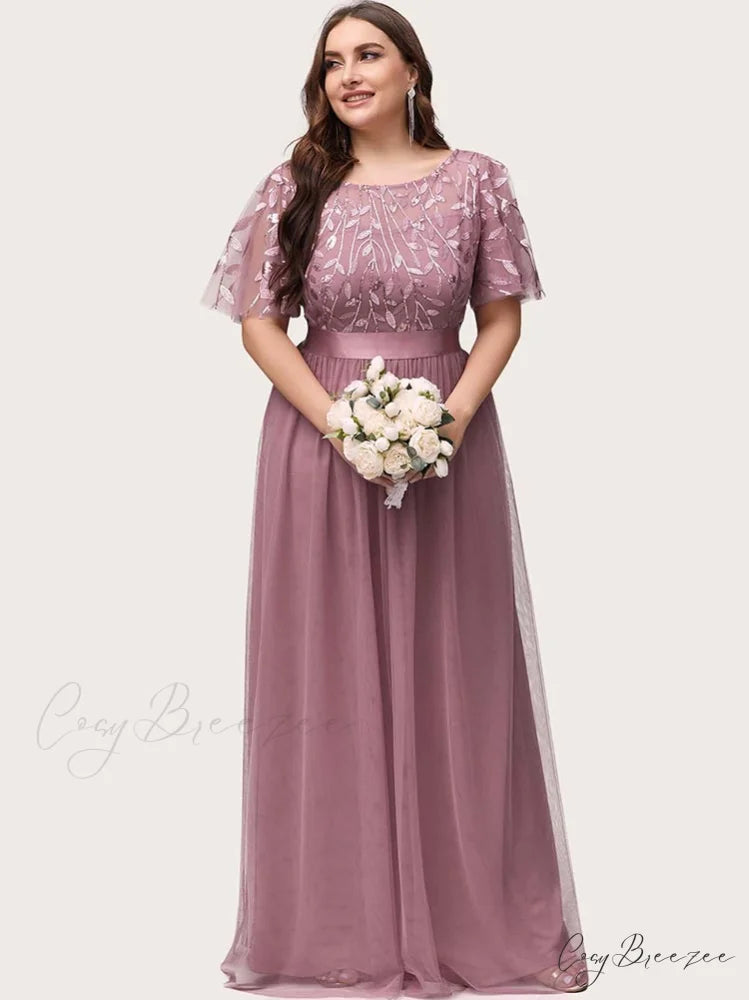 Layered Tassels Graceful Mini Dress Dusty Pink / L