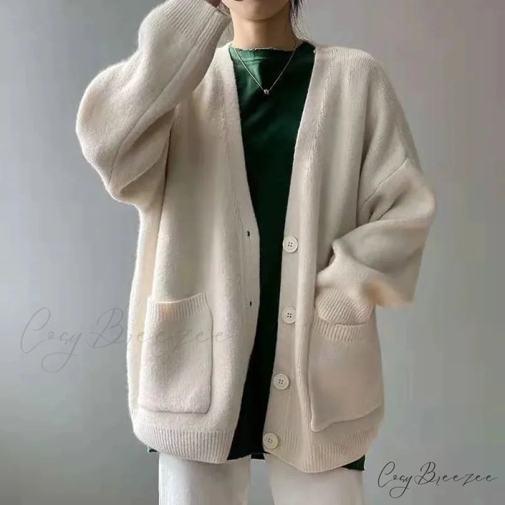Lazy Wind Yellow Single-Breasted Knit Cardigan APRICOT / One Size cardiagn-250126