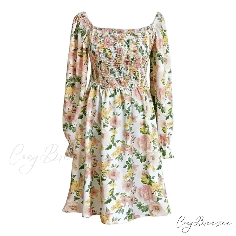 Leaf Print Sleeveless Midi Dress M / Green