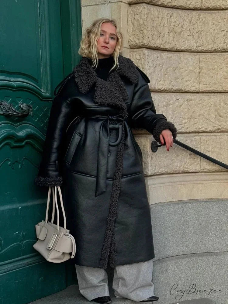 Leopard Faux Mink Fur Winter Coat overcoats-241228