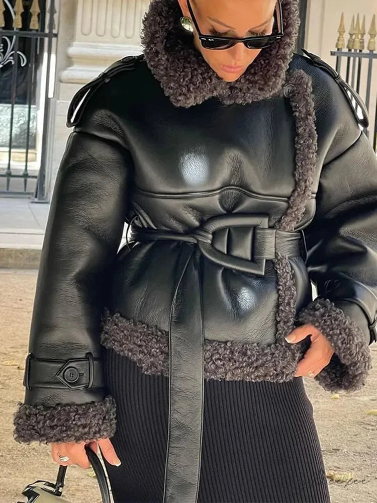 Leopard Faux Mink Fur Winter Coat overcoats-241228
