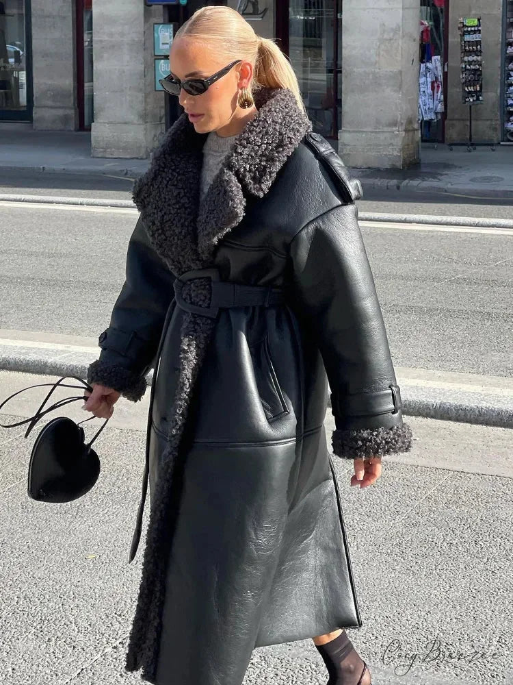 Leopard Faux Mink Fur Winter Coat overcoats-241228