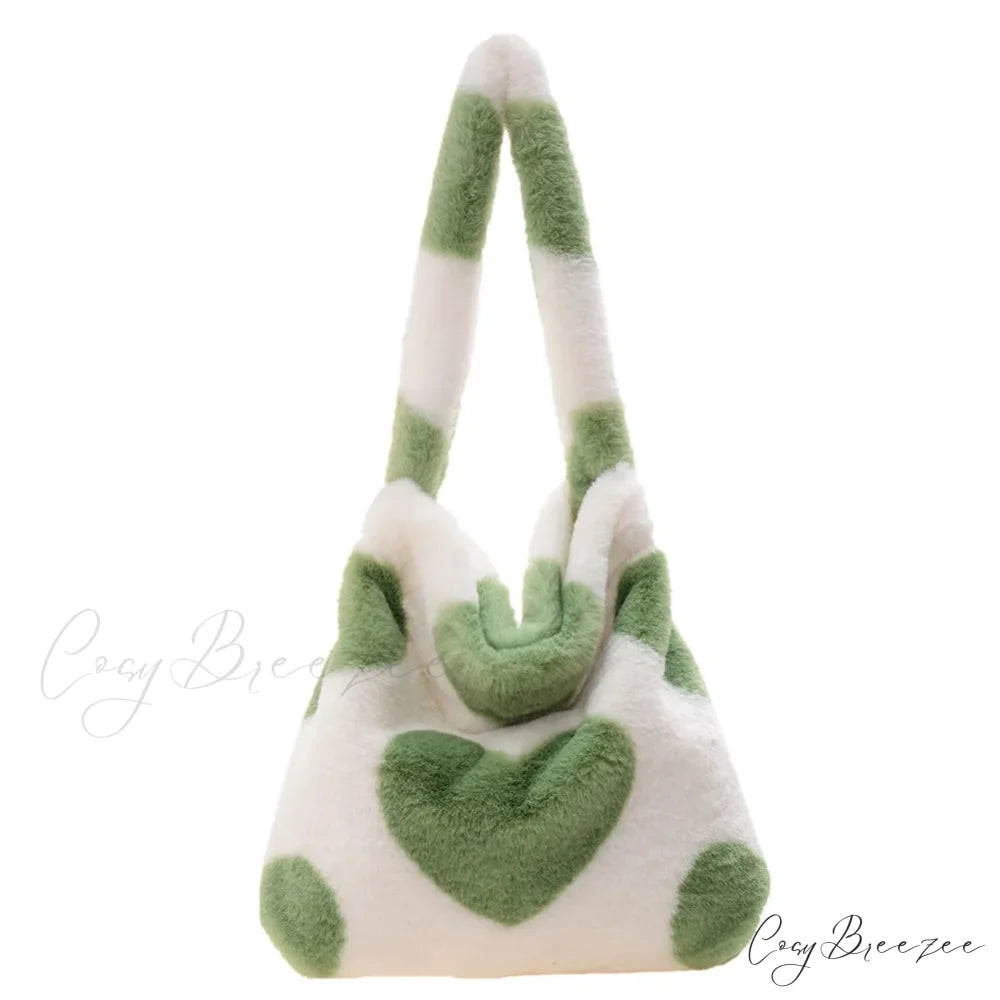 Leopard Love Heart Pattern Underarm Shoulder Bag Green Heart shoulder-250126