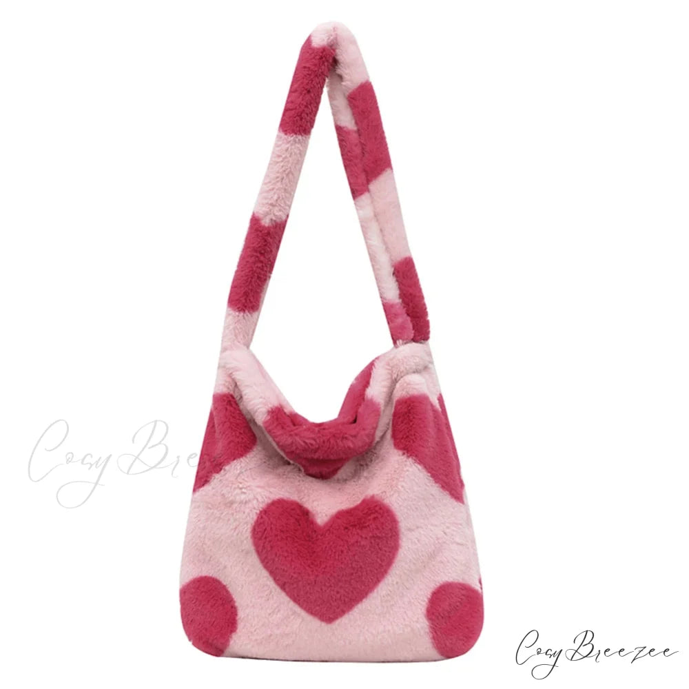 Leopard Love Heart Pattern Underarm Shoulder Bag Red Heart shoulder-250126