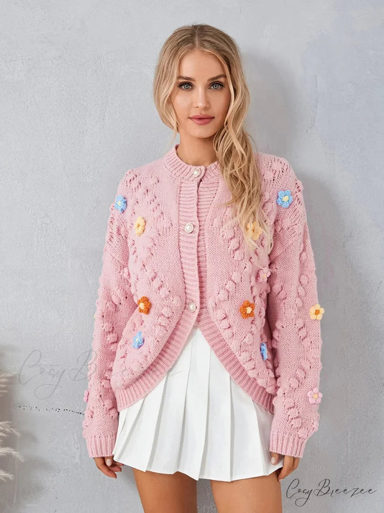 Leopard Print Button Cardigan Pink / One Size cardigans-241228