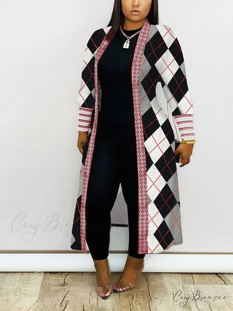 Leopard Print Graceful Bowknot Pleated Dress Plaid / S