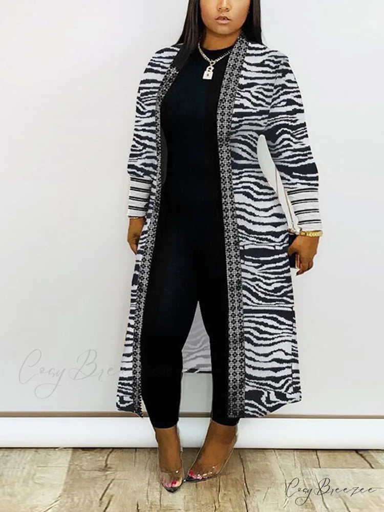 Leopard Print Graceful Bowknot Pleated Dress Zebra / S