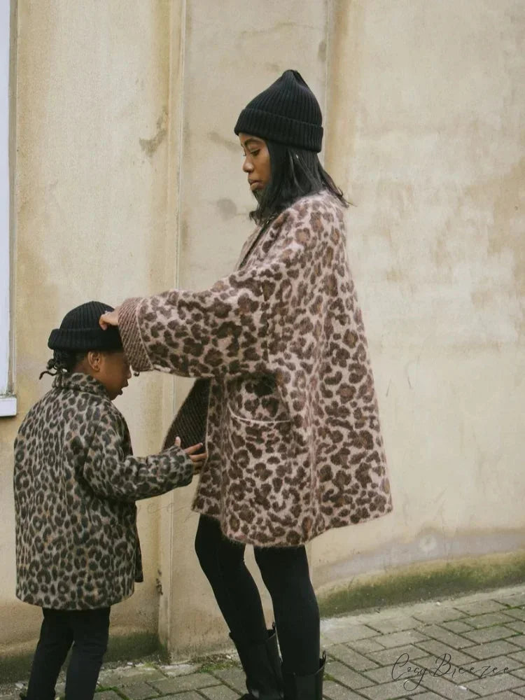Leopard Print Mohair Open Cardigan cardigans-241228