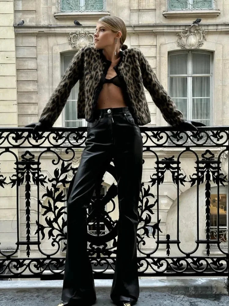 Leopard Print Round Neck Cardigan cardigans-241228