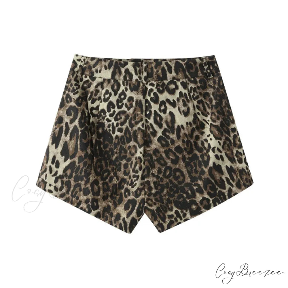 Leopard Print Stylish High Waist Shorts
