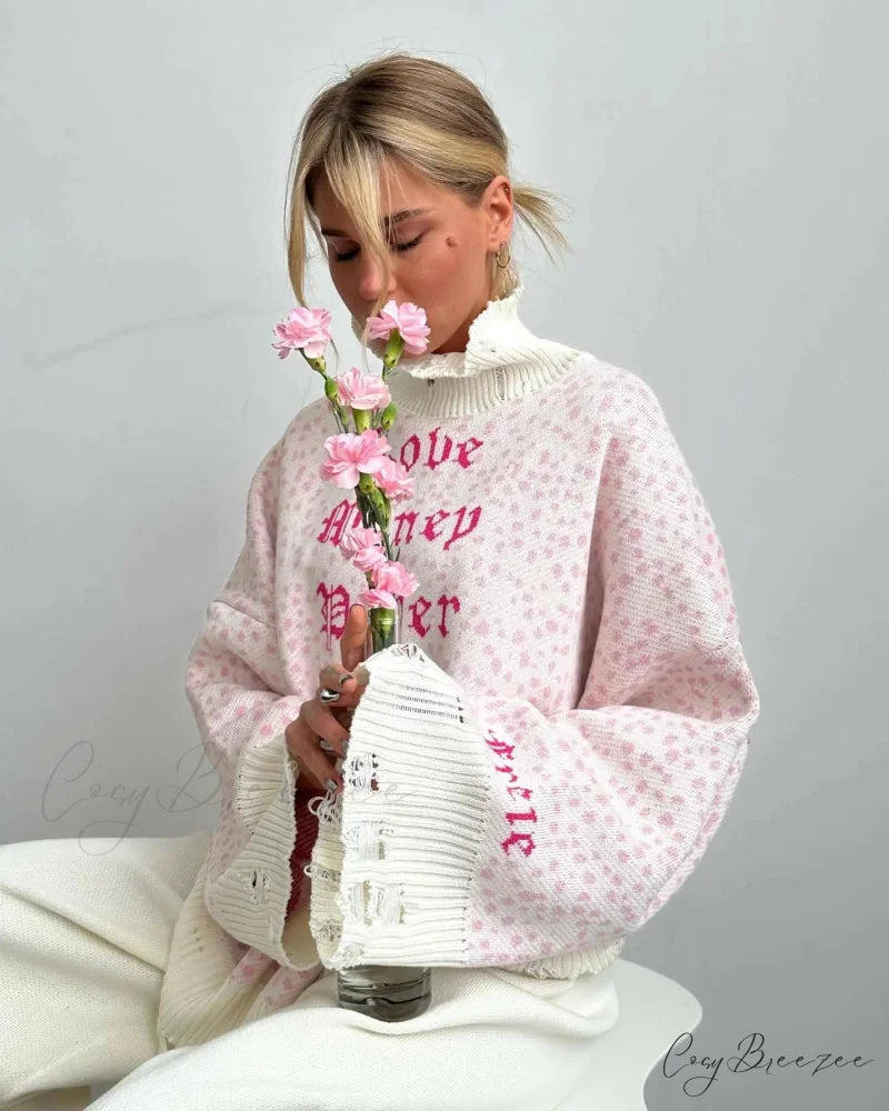 Letter Embroidery Lazy Style Sweater swraters-241228