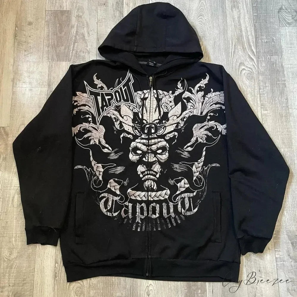 Letter Graphic Zipper Hoodie black 5 / S hoodies-241228