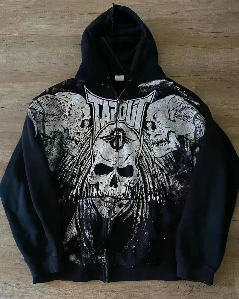 Letter Graphic Zipper Hoodie black 6 / S hoodies-241228