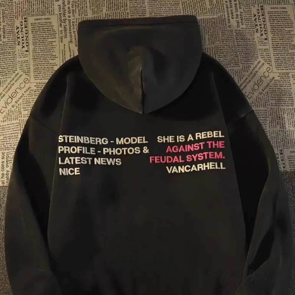 Letter Print Women Relaxed Hoodie hoodies-241228