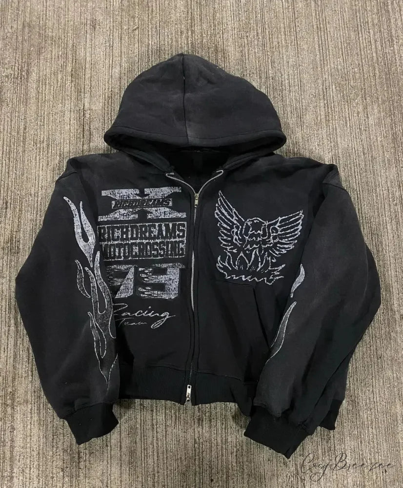 Letter Printed Hip-Hop Hoodie black / M hoodies-241228