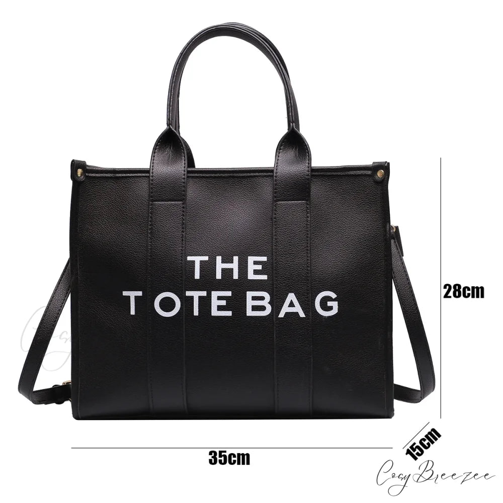 Letter Soft PU Leather Tote Shoulder Handbag handbag-250126